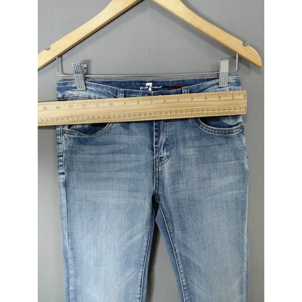 7 For All Mankind Slimy Blue Skinny Denim Jeans Men  See Measurements